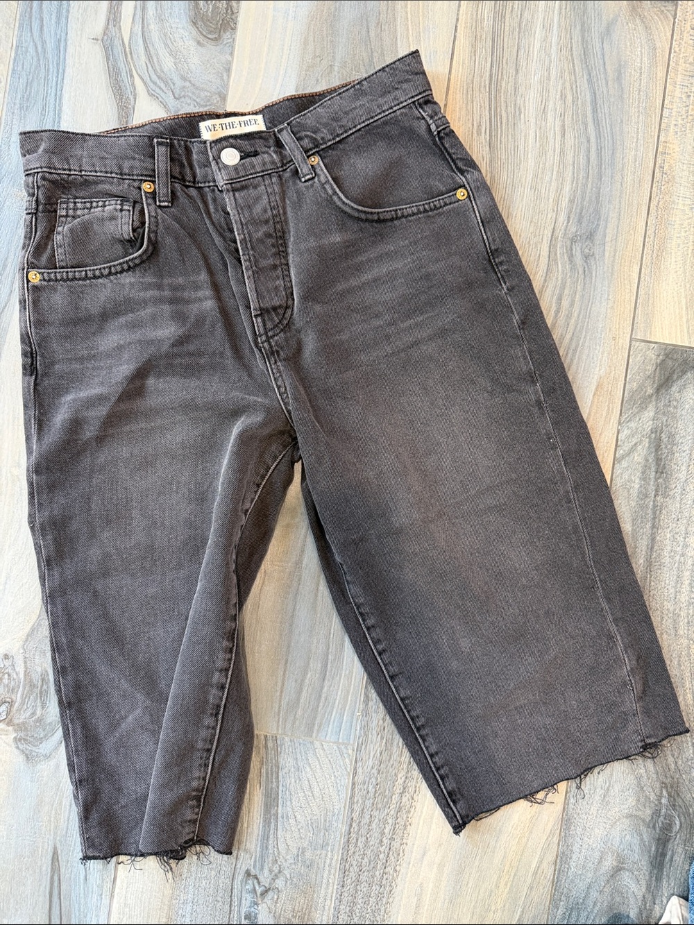 We The Free washed Black denim jorts